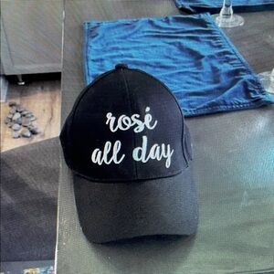 Black Cap with 'Rosé All Day' Embroidery